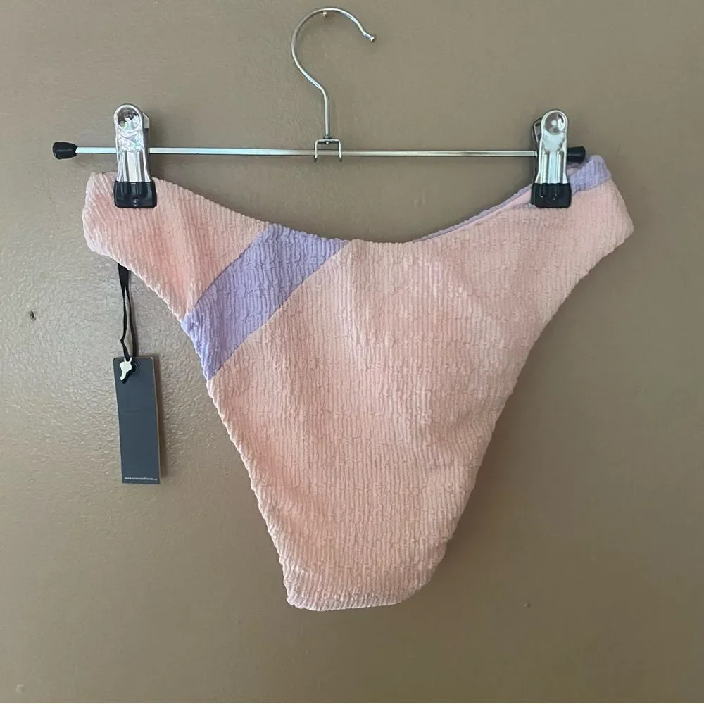 Lovers + Friends Catcha Wave bikini bottom high cut pink blue cheeky Revolve XS - Picture 6 of 7